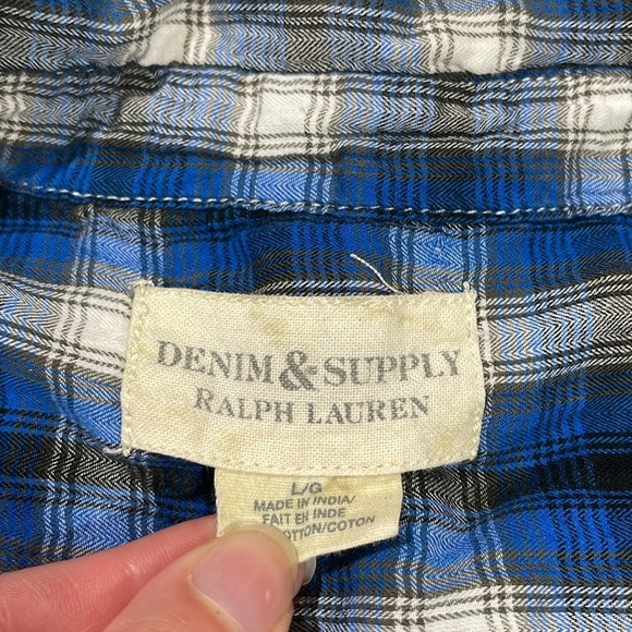 Denim & Supply Ralph Lauren Plaid Blue Button Down Top - Picture 3 of 9